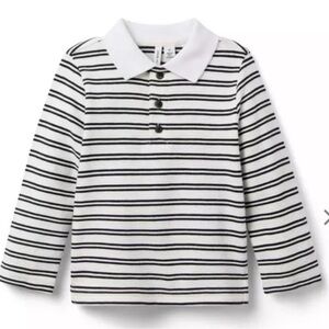 NWT- Janie and Jack Striped Kids Polo Shirt - Black and White